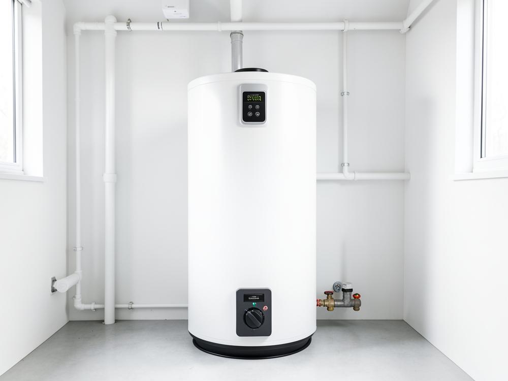 Chauffe-eau thermodynamique installé dans un local technique clair et rangé